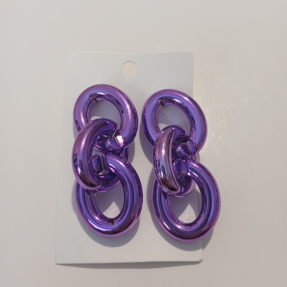 Fashion Jewelry Purple Chain Dangle Earrings - Picture 1 of 5